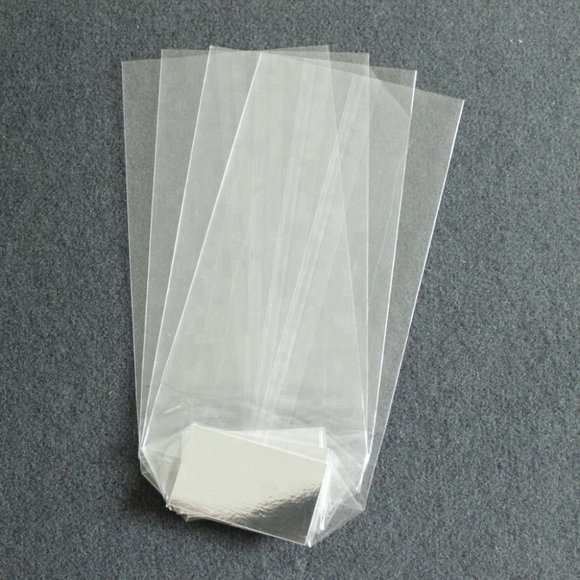 [NEW] 500-Pack French Clear Cellophane Craft Treat Bags Flat Bottom Silver Wedge - Picture 8 of 11
